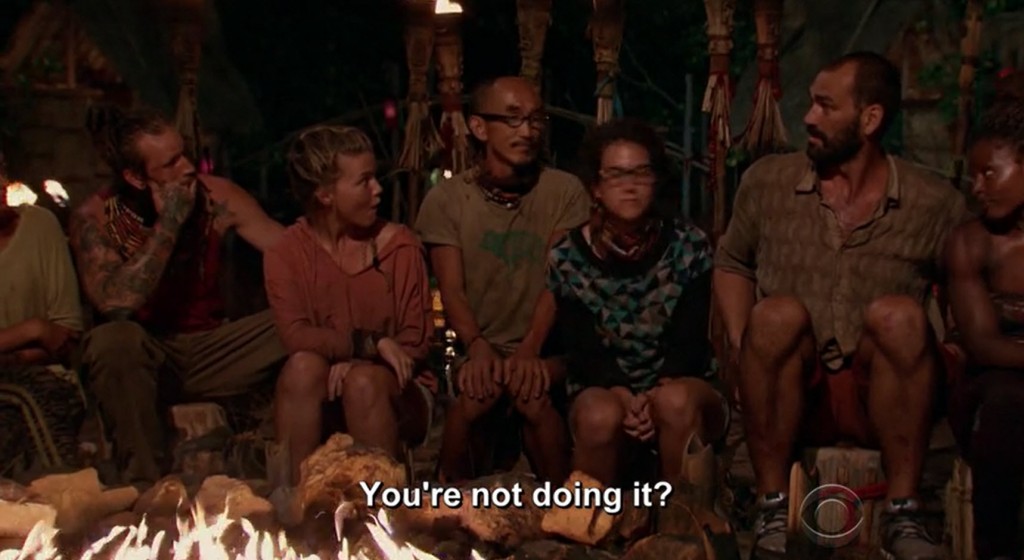 Look at Julia's face! And is Aubry praying?